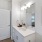 a bathroom with a large mirror